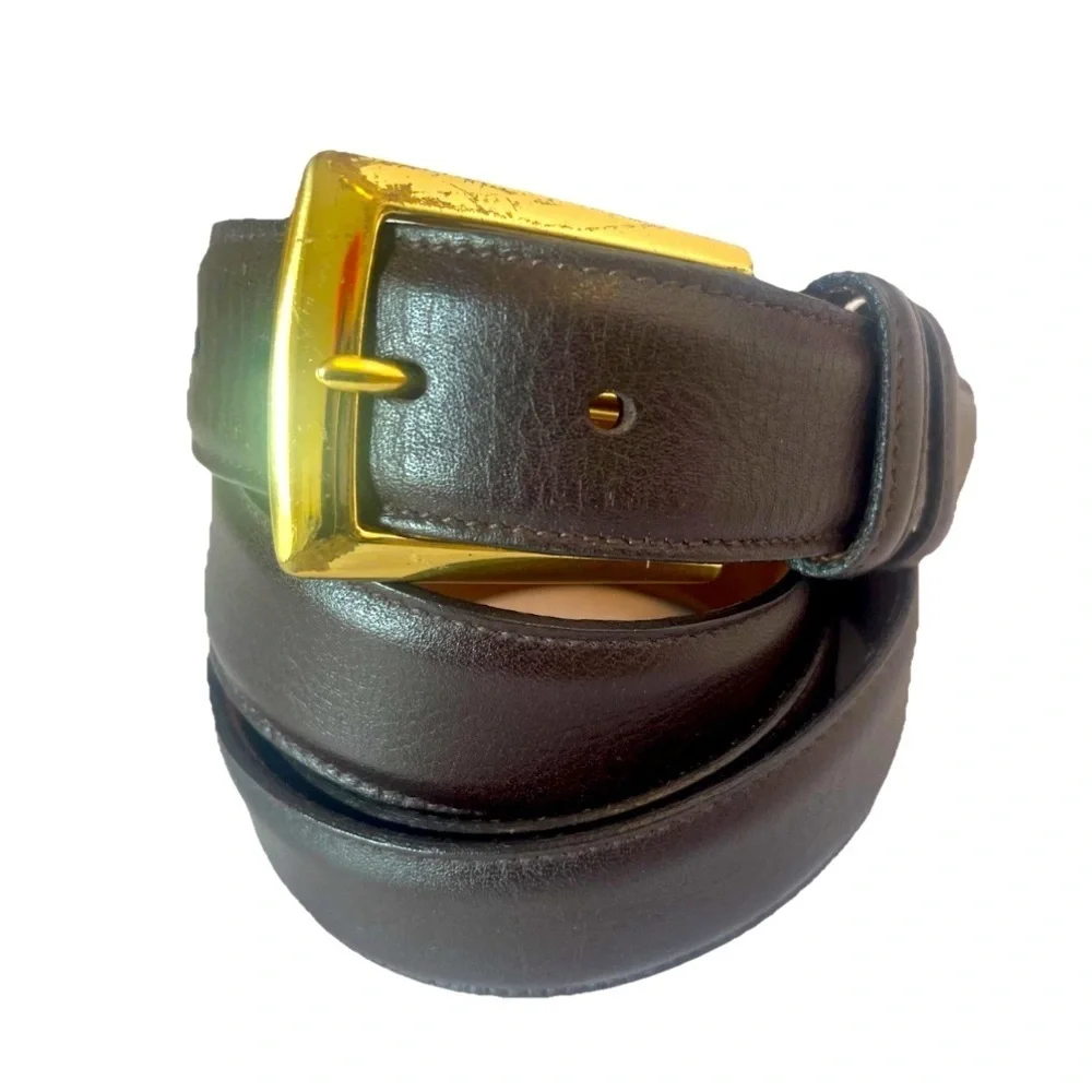 Trafalgar Men’s Belt Sz 42 BROWN Hand Made USA Soft Glove Leather Brass Buckle